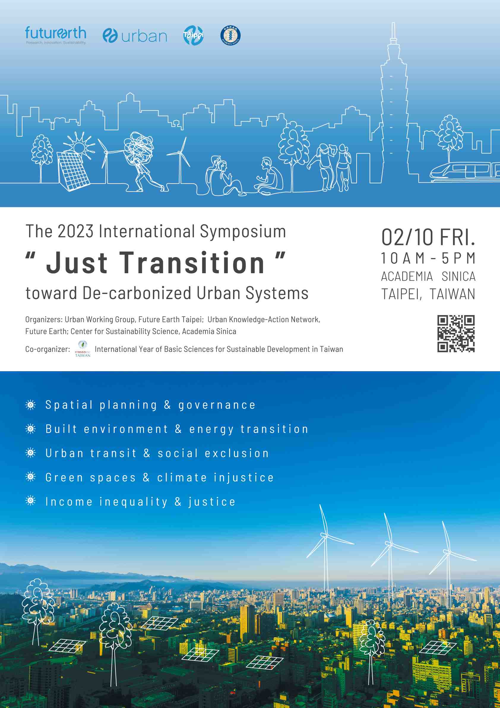 The 2023 International Symposium of “Just Transition” toward De-carbonized Urban Systems Promotional Graphics or Posters