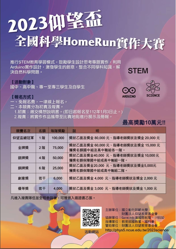 2023仰望盃全國科學HomeRun創意實作大賽宣傳用圖片/海報